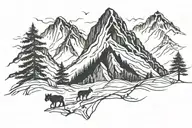 animal tracks of 3 different animals hidden within a mountain  tattoo design idea