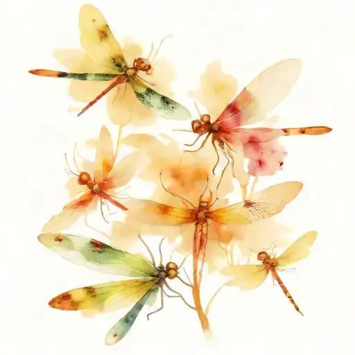 multiple dragonflies with movement shoulder piece tattoo design idea
