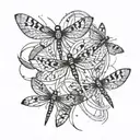 multiple dragonflies with movement shoulder piece tattoo design idea