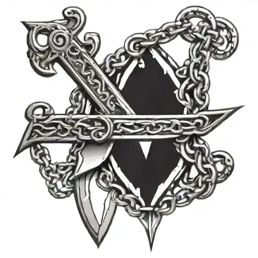 dagger and chains  tattoo design idea