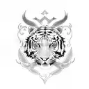 fire tiger and taurus tattoo design idea
