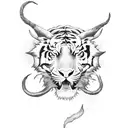fire tiger and taurus tattoo design idea