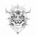 fire tiger and taurus tattoo design idea