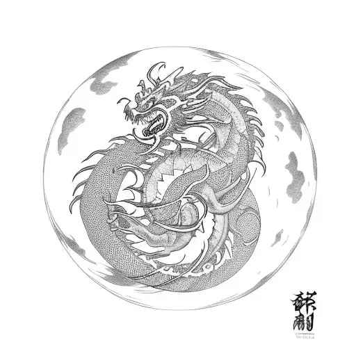 Moon dragon sun  tattoo design idea