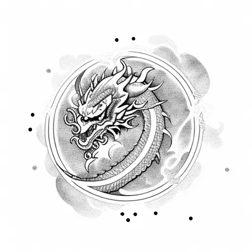Moon dragon sun  no face tattoo design idea