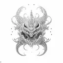 Moon dragon sun  no face tattoo design idea