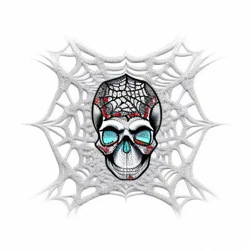 Seamless skull and spiderweb pattern for sleeve filler  tattoo design idea