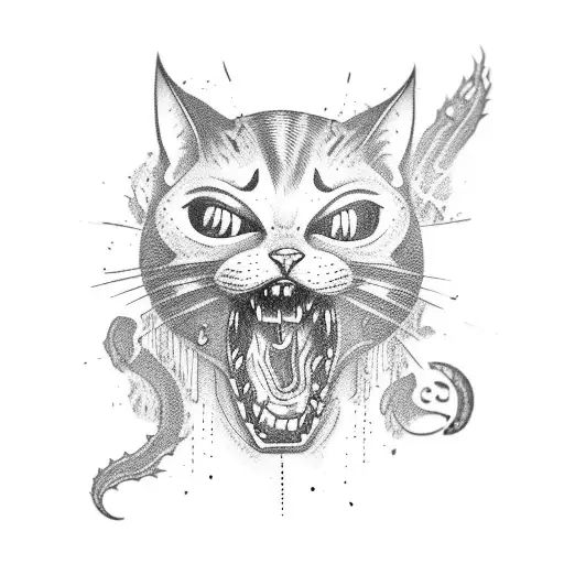 gato zombie tattoo design idea