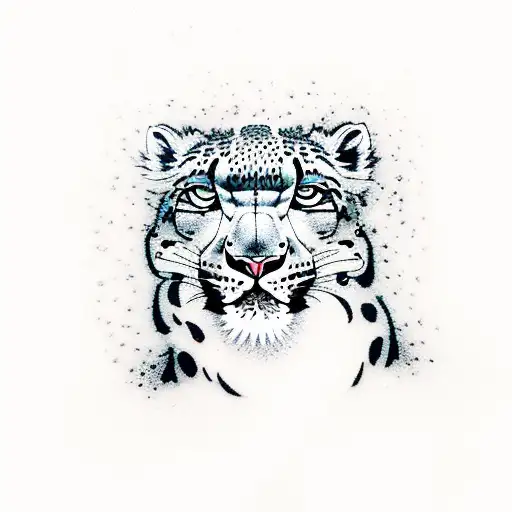snow leopard  tattoo design idea
