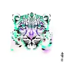 purple and green snow leopard tattoo design idea