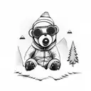 a teddy bear with snowboarding goggles tattoo design idea