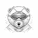 a teddy bear with snowboarding goggles tattoo design idea