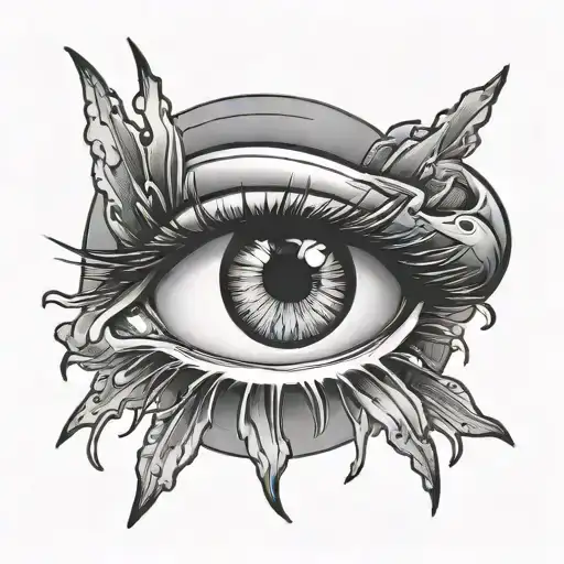 eye crying while looking up with a ring above it tattoo design idea