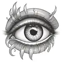 eye crying while looking up with a ring above it tattoo design idea
