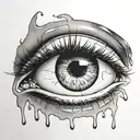eye crying while looking up with a ring above it tattoo design idea