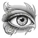eye crying while looking up with a ring above it tattoo design idea