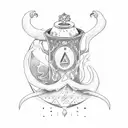 Aquarius pot and libra scales tattoo design idea