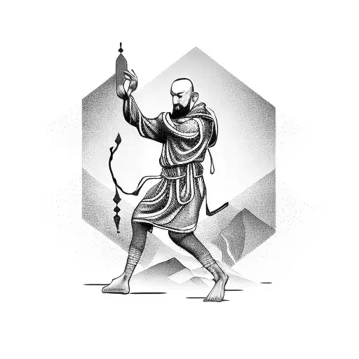 wandering monk looking into infinity tattoo design idea