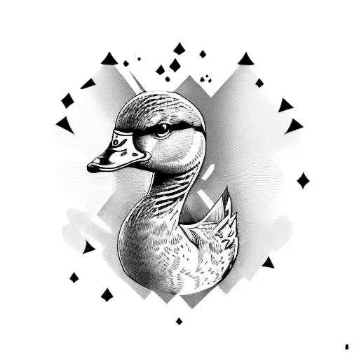 multiple heads, duck, one body, cartoon tattoo design idea