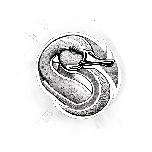 hydra duck, line art tattoo design idea