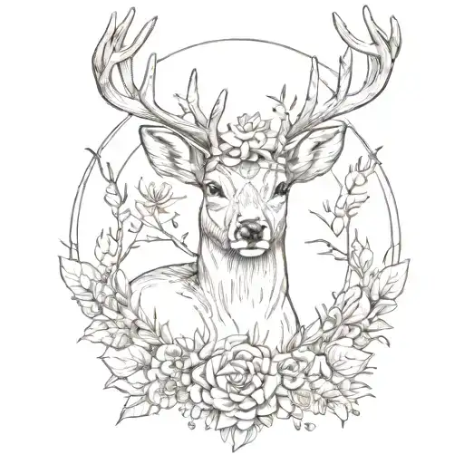 A deer shot with arrows like Frida Kahlo tattoo design idea