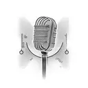 A microphone with sound waves forming the words 'Leadership' and 'Communication' tattoo design idea