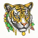 tiger Mardi Gras mask beads wrapping tattoo design idea
