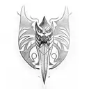 klingon dagger with name Juna tattoo design idea