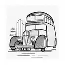 a simple linework illustration of london, digital painting, art deco, matte, car tattoo design idea