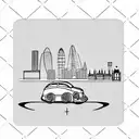 a simple linework illustration of london, digital painting, art deco, matte, car tattoo design idea