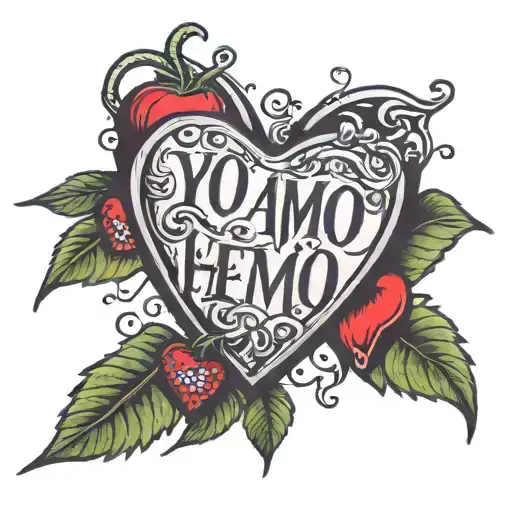 red bleeding heart with the words "Yo amo a Henry"  tattoo design idea