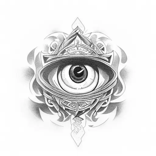 coffin with evil eye tattoo design idea