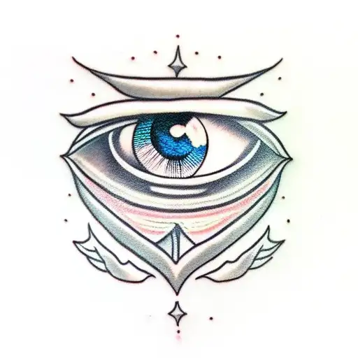 coffin with evil eye tattoo design idea