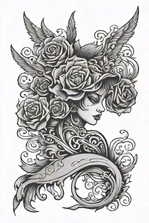 step back let go  tattoo design idea