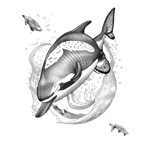 orca with water tattoo design idea
