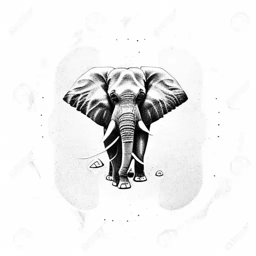 an elephant showing calm strength tattoo design idea