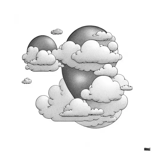 NF Black baloons with clouds from his album 'clouds'  and lyrics going on a slant downware (unsure of lyrics so just pu) tattoo design idea
