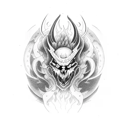 FIRE AND DEMONS tattoo design idea