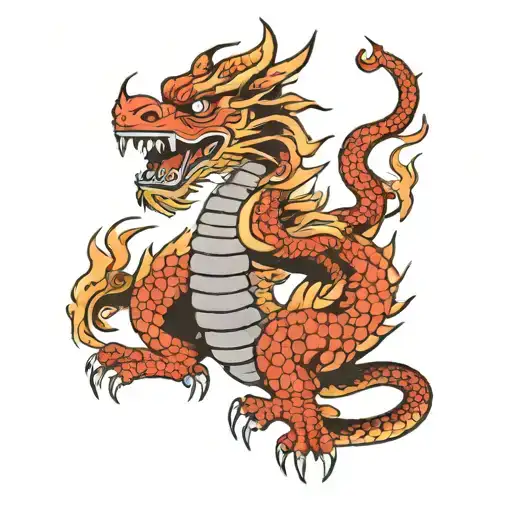 korean dragon with traditional tattoo design idea