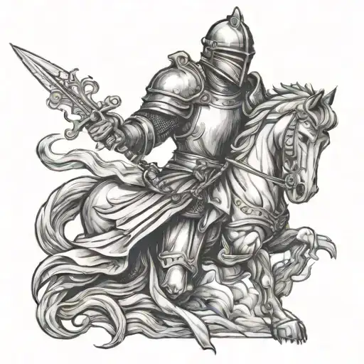 kneeling knight holding a sword tattoo design idea