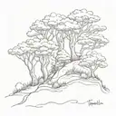 trees on a hilltop tattoo design idea