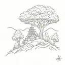 trees on a hilltop tattoo design idea