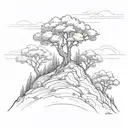 trees on a hilltop tattoo design idea
