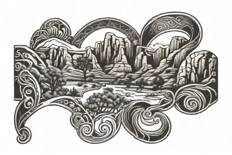 Art noveau desert armband zion national park tattoo design idea