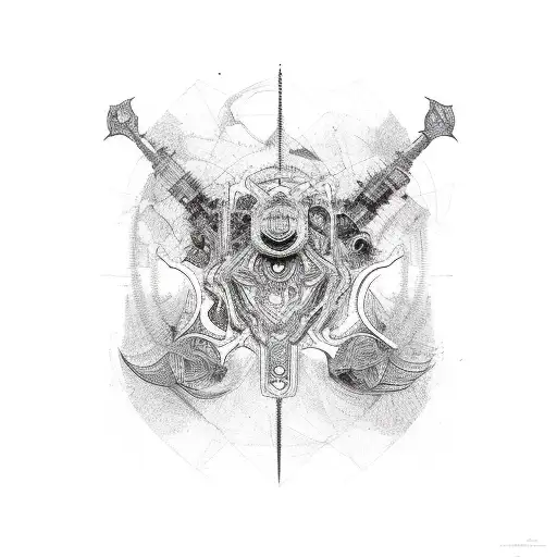 tribal symetrical back  tattoo design idea