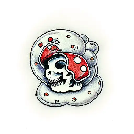 coffin whith mushroons tattoo design idea