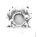 magic portal with mushroons tattoo design idea