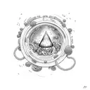 magic portal with mushroons tattoo design idea