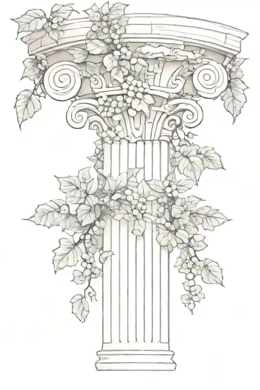  ionic greek column with ivy vines wrapping around   tattoo design idea