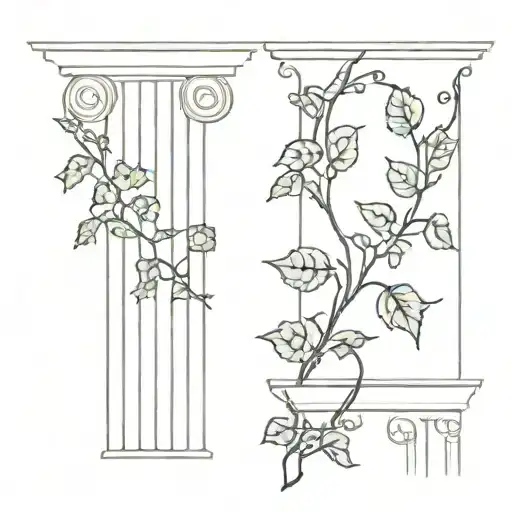 ionic greek column with ivy vines   tattoo design idea